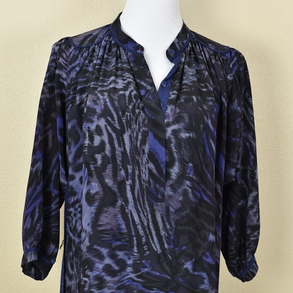 Rebecca Taylor Silk Leopard Animal Print Shirt Dress - 4 - Picture 2 of 10